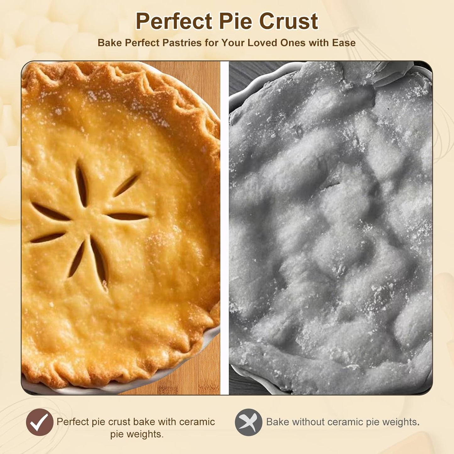 0.83LB Ceramic Pie Weights for Baking, Premium Natural Baking Beans，Reusable Ceramic Stoneware Suitable for Various Pies and Pastries